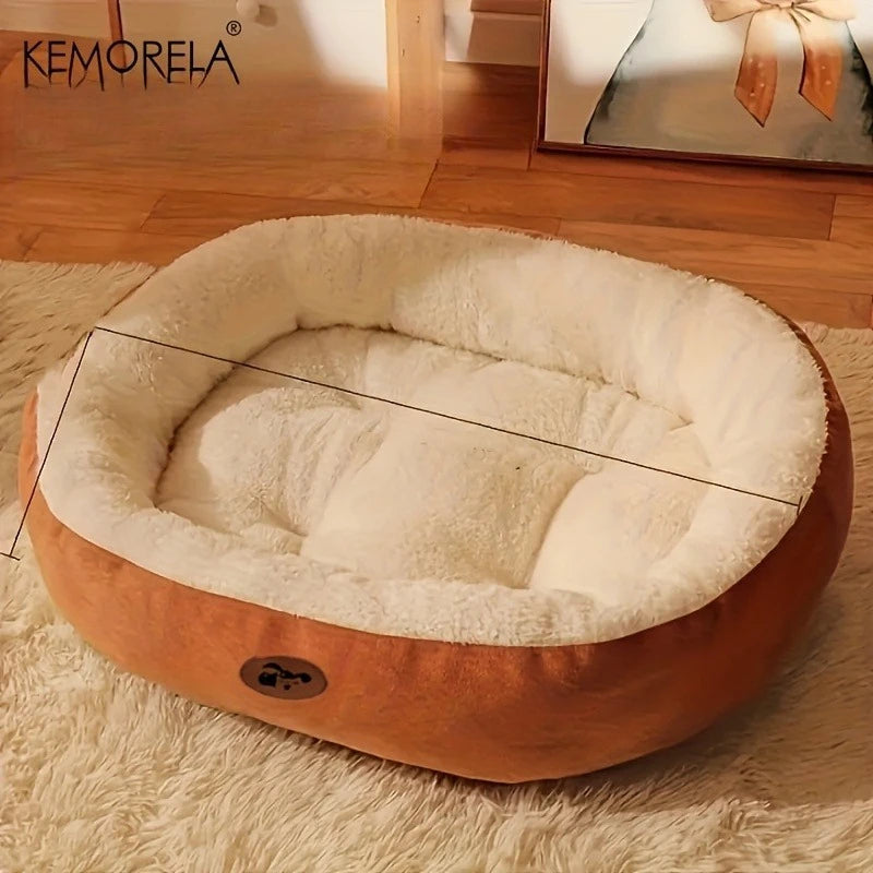 Plush Oval Pet Bed for Dogs & Cats Washable All-Season Cushion - My Pet Serenity