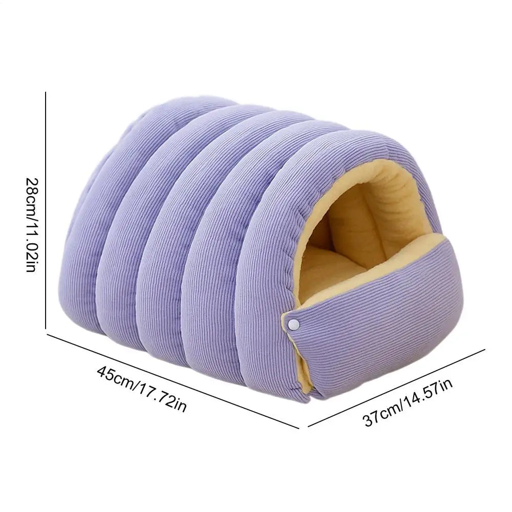 Winter Thickened Cat Bed Indoor Washable Plush Enclosed Warm Pet Bed - My Pet Serenity
