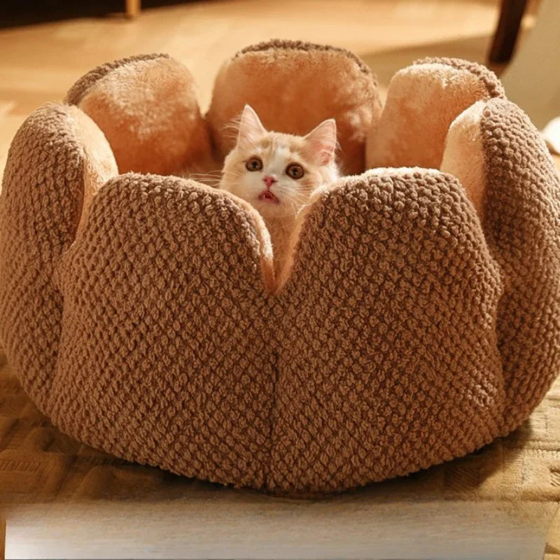 Winter Warm Plush Pet Bed for Cats and Small Dogs - Round Cat Bed - My Pet Serenity