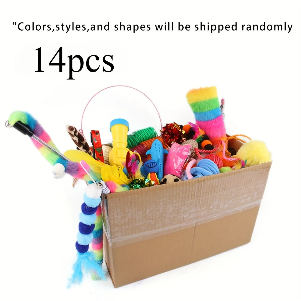 Cat Toys Mix Pack (56/28/14 pcs): Plastic & Plush for Multiple Cats - My Pet Serenity