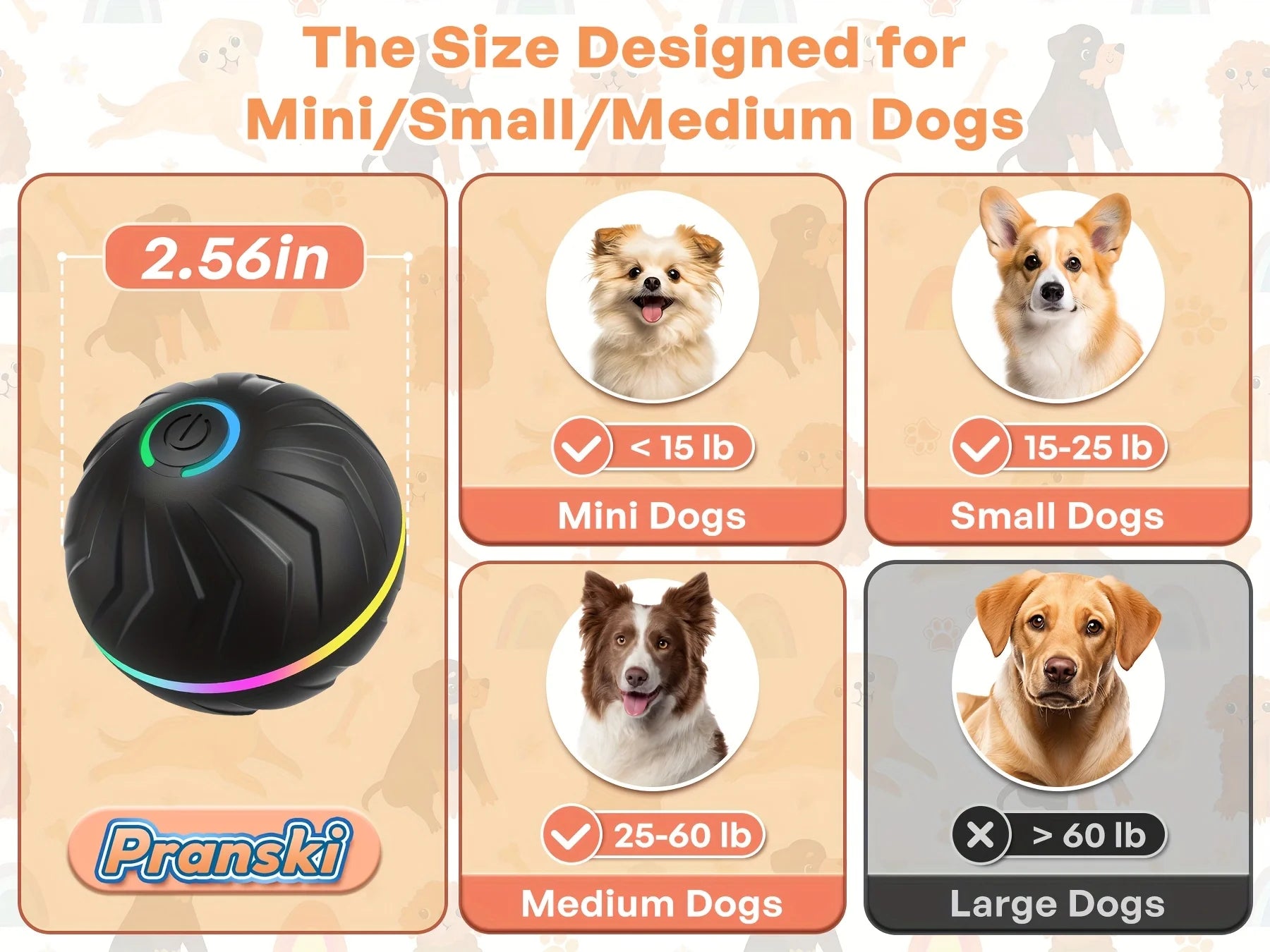 Interactive Dog Toy: Random Rolling, Jumping Lights, 4-Hour Battery - My Pet Serenity