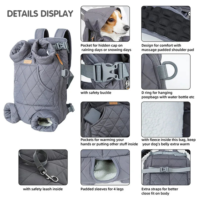 Winter Dog Backpack for Small Pets - Warm Windproof Carrier - My Pet Serenity