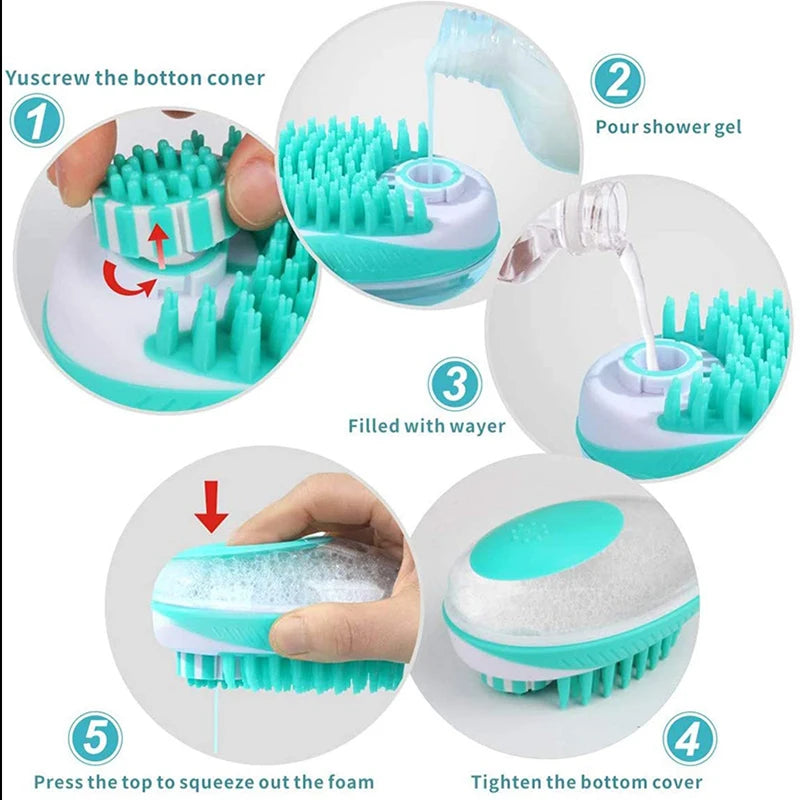 2-in-1 Pet Bath Brush: Soft Silicone Massage Comb for Dogs & Cats - My Pet Serenity