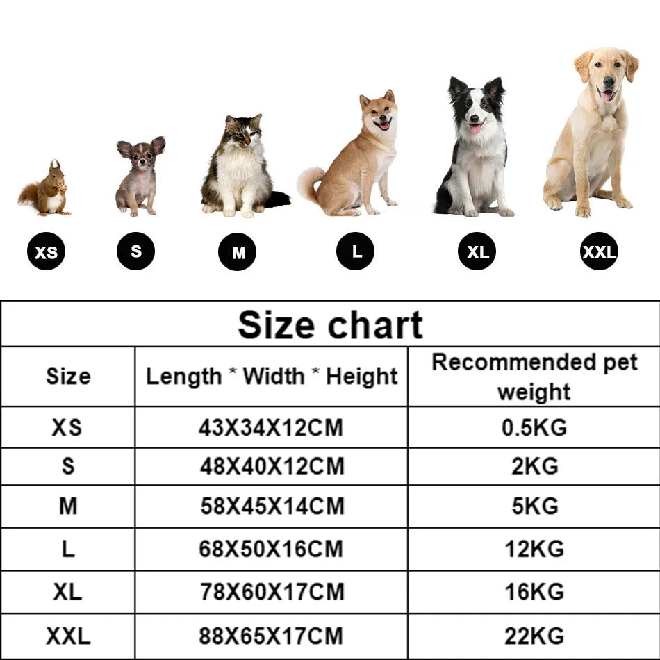 Square Plush Dog Cat Bed - Medium/Small Calming Kennel Sofa Cushion - My Pet Serenity