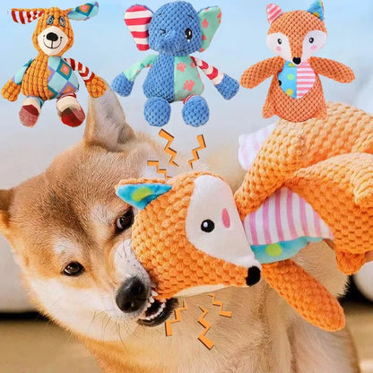 Dog Plush Toy Elephant Squeaky Chew, Bite-Resistant Teething Toy - My Pet Serenity