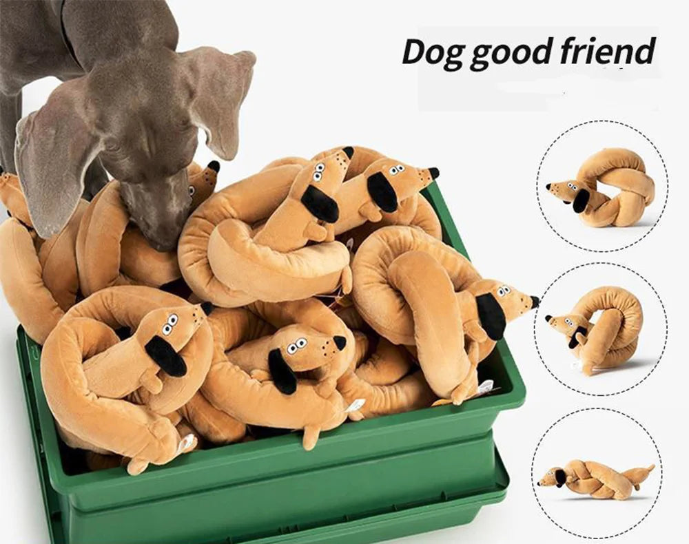 100cm Sausage Dog Plush Toy with Squeaker for Teething - My Pet Serenity