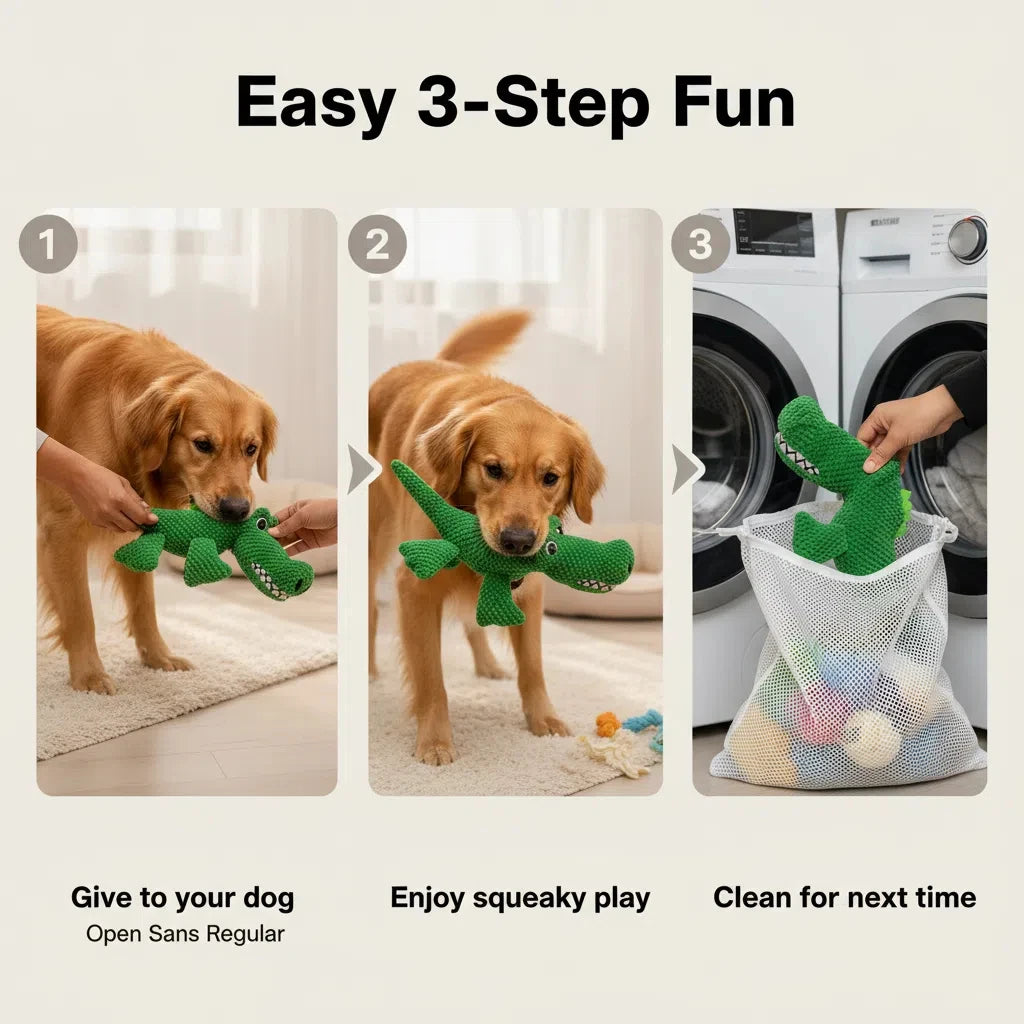 Large Crocodile Dog Toy - Indestructible Plush Squeaker Chew Toy - My Pet Serenity