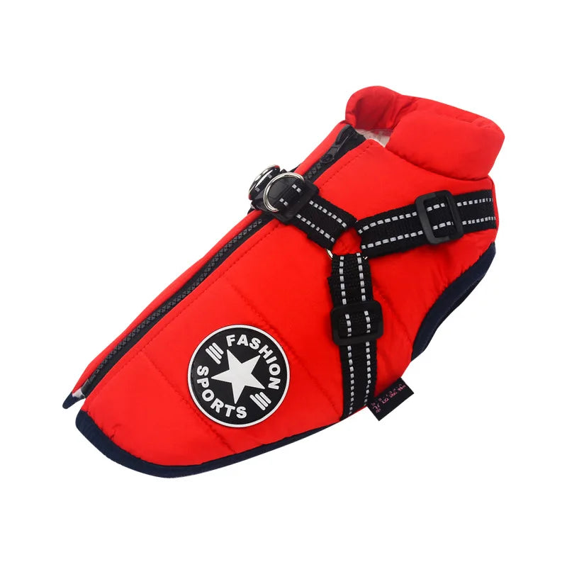Winter Waterproof Dog Jacket with Harness - Large Breed Coat - My Pet Serenity