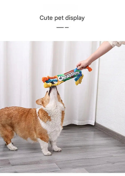 Rainbow Twist Candy Dog Chew Toy with Squeaker - Bite-Resistant - My Pet Serenity