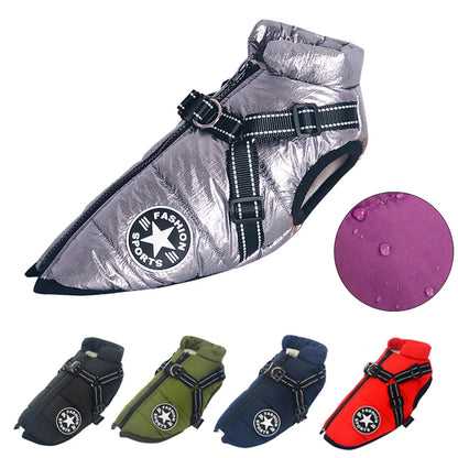 Winter Waterproof Dog Jacket with Harness - Large Breed Coat - My Pet Serenity