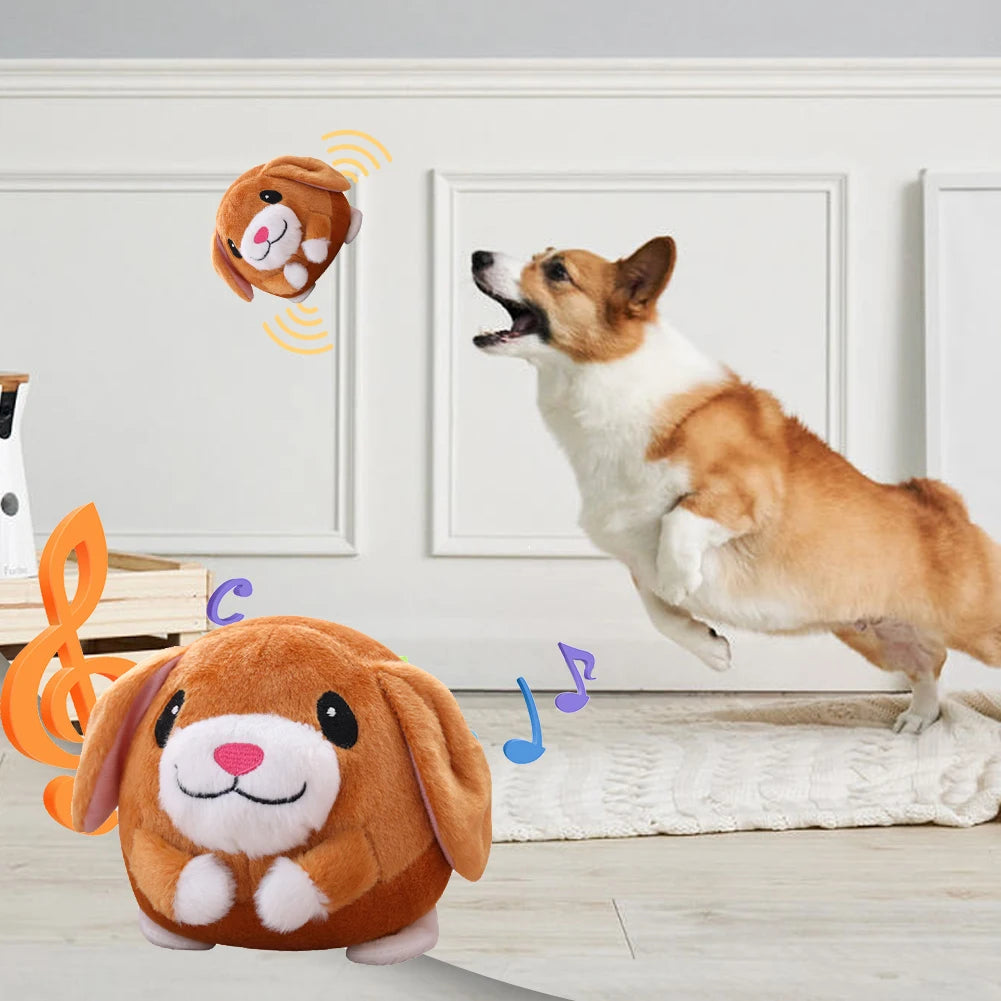 Plush Automatic Bouncing Dog Toy, Bite-Resistant Squeaky for Small Dog - My Pet Serenity