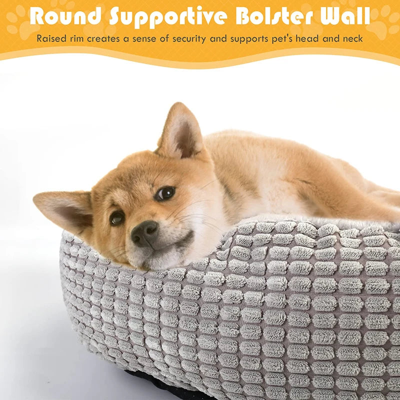 Hooded Orthopedic Donut Dog Bed Fluffy Washable Non-Slip Calming Cave - My Pet Serenity