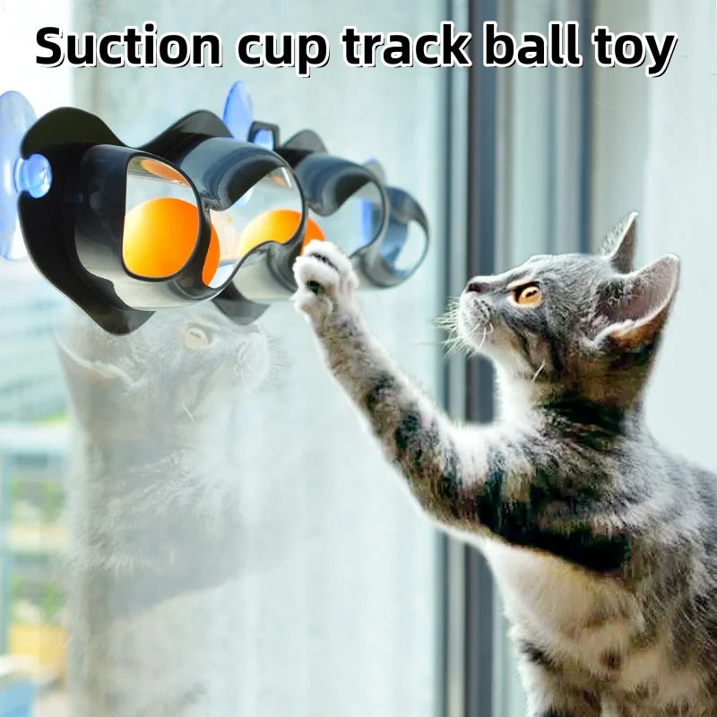 Cat Track Toy with Suction Cup Ball for Window/Glass Mount - My Pet Serenity