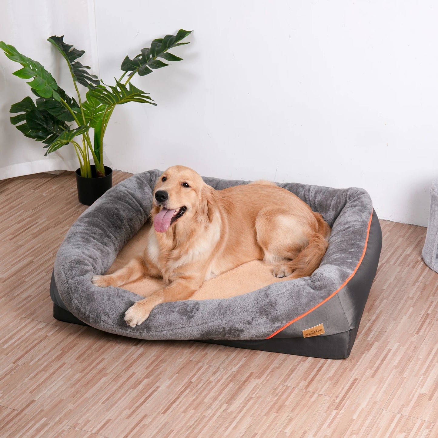Large orthopedic memory foam dog bed with bolster and waterproof - My Pet Serenity