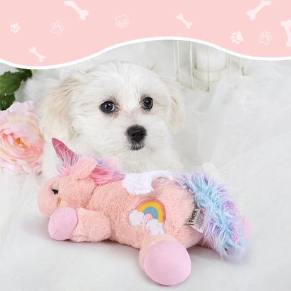 Puppy Plush Unicorn Dog Toy Heartbeat Sound - Sleep Aid, Durable - My Pet Serenity
