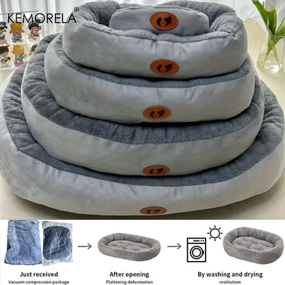 Plush Oval Pet Bed for Dogs & Cats Washable All-Season Cushion - My Pet Serenity