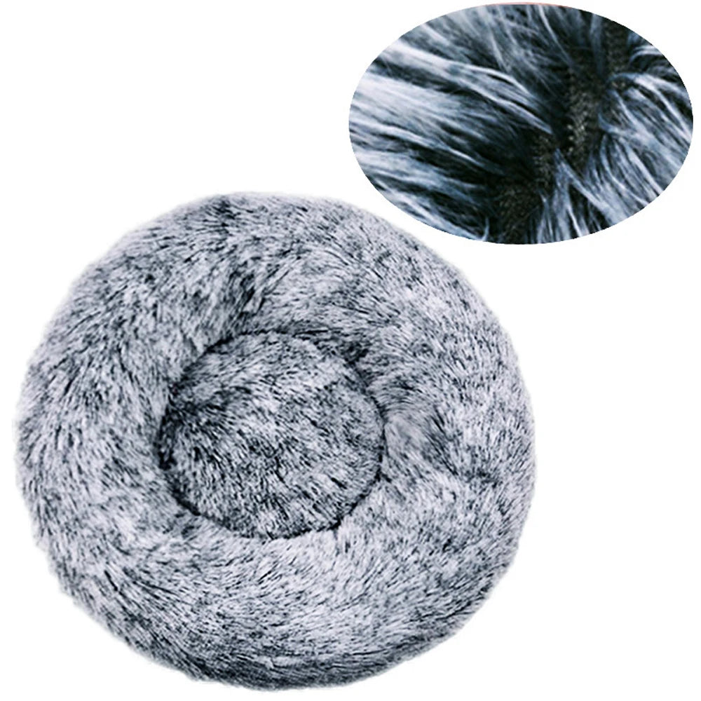 Round Dog and Cat Bed Winter Plush Washable Pet Bed for All Sizes - My Pet Serenity