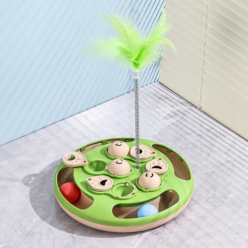 Cat Puzzle Toy Slow Feeder for Indoor Cats, Interactive Turntable - My Pet Serenity