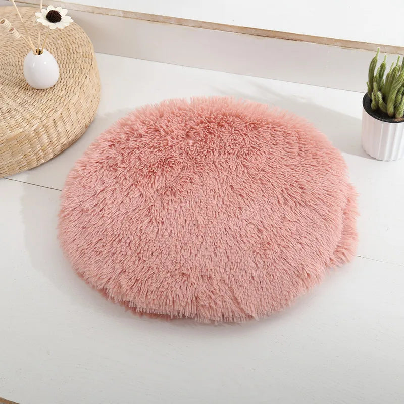 Round Cat & Small Dog Bed - Plush Fleece Sleep Mat, Cozy Nest - My Pet Serenity