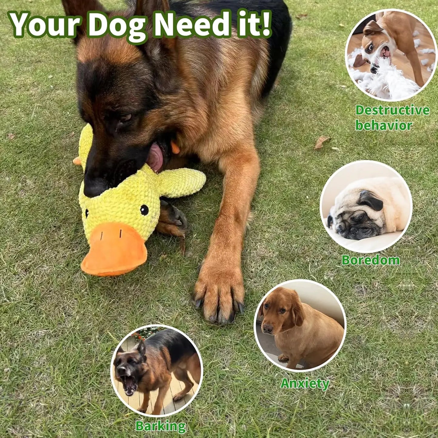 Duck Plush Dog Toy Chew-Resistant Quacking Sound Soft Durable Toy Dogs - My Pet Serenity