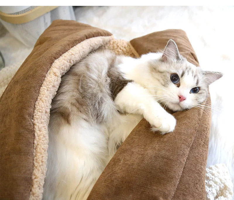 Warm Thick Cat Bed, Foldable Pet Mat for Cats and Small Dogs, Indoor - My Pet Serenity