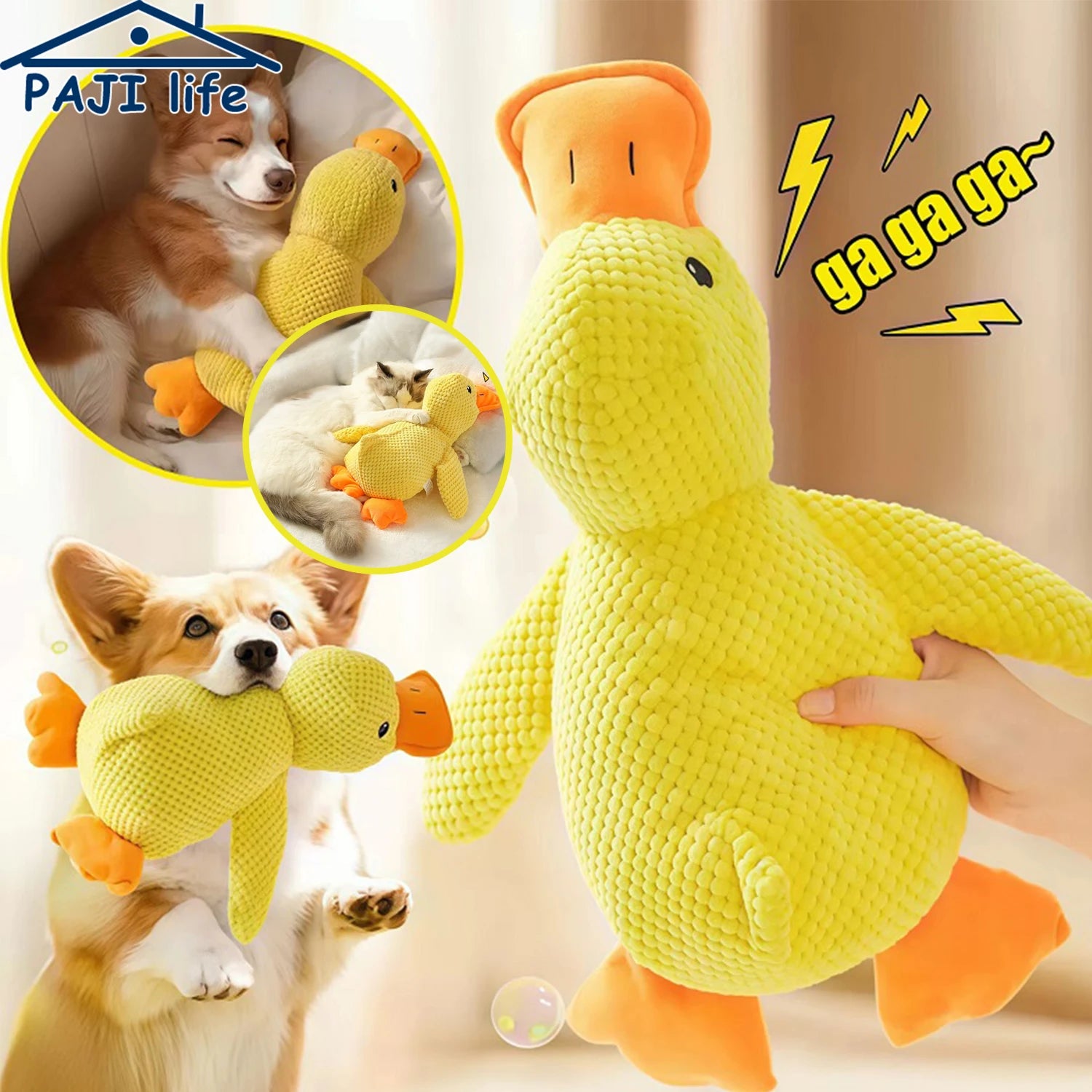 Duck Plush Dog Toy Chew-Resistant Quacking Sound Soft Durable Toy Dogs - My Pet Serenity