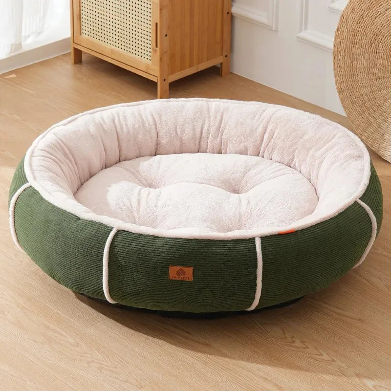 Raised Plush Pet Bed for Winter Warmth - Circular Dog & Cat Nest - My Pet Serenity