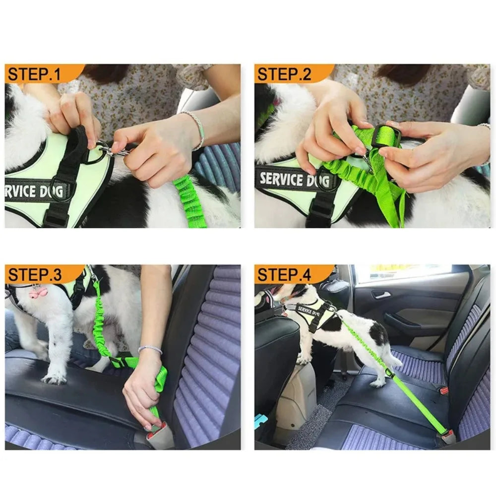 Reflective Dog Car Seat Belt - Adjustable Durable Nylon with Bungee - My Pet Serenity