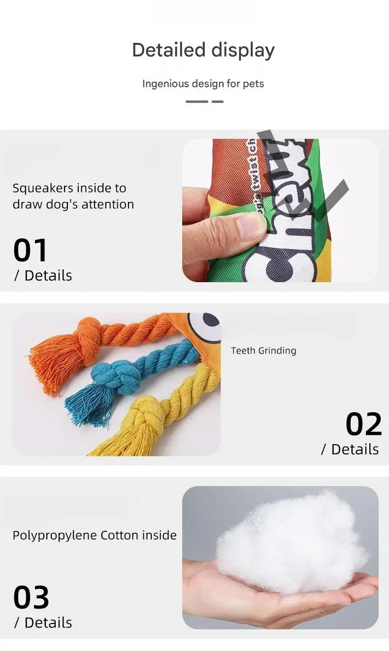 Rainbow Twist Candy Dog Chew Toy with Squeaker - Bite-Resistant - My Pet Serenity