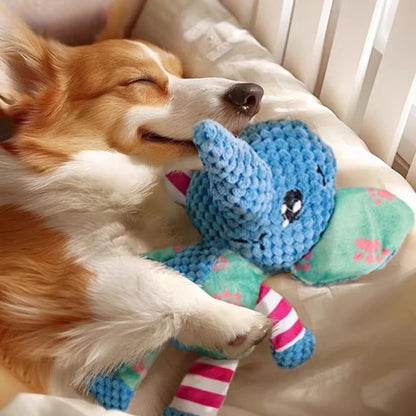 Dog Plush Toy Elephant Squeaky Chew, Bite-Resistant Teething Toy - My Pet Serenity
