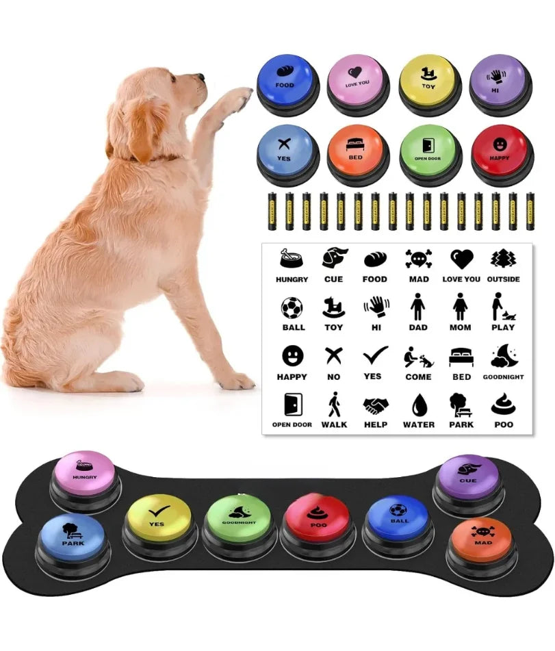 Dog Talking Buttons for Communication - 8 Recordable Buttons, Mat - My Pet Serenity