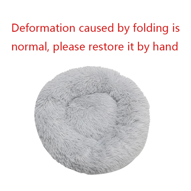 Round Dog and Cat Bed Winter Plush Washable Pet Bed for All Sizes - My Pet Serenity