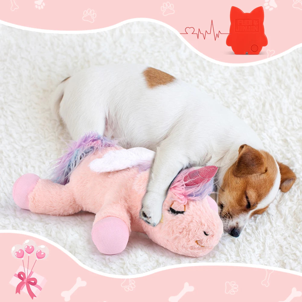 Puppy Plush Unicorn Dog Toy Heartbeat Sound - Sleep Aid, Durable - My Pet Serenity