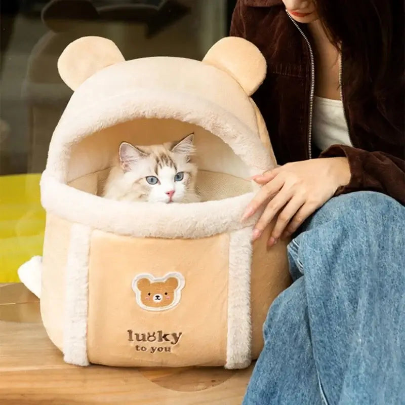Plush Backpack Carrier for Small Cats and Dogs, Portable Travel - My Pet Serenity