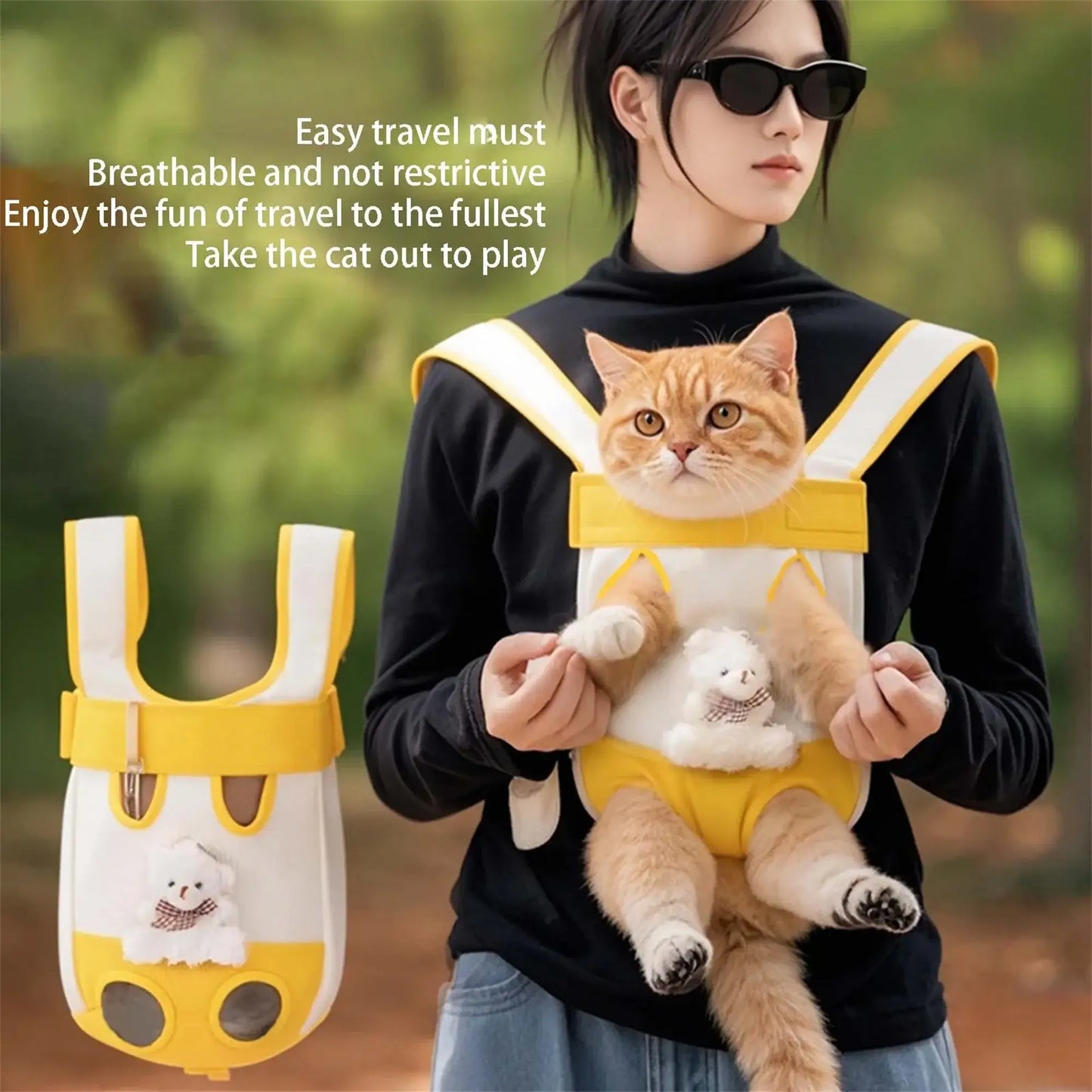 Portable Pet Carrier Backpack for Travel Hands Free Adjustable Straps - My Pet Serenity