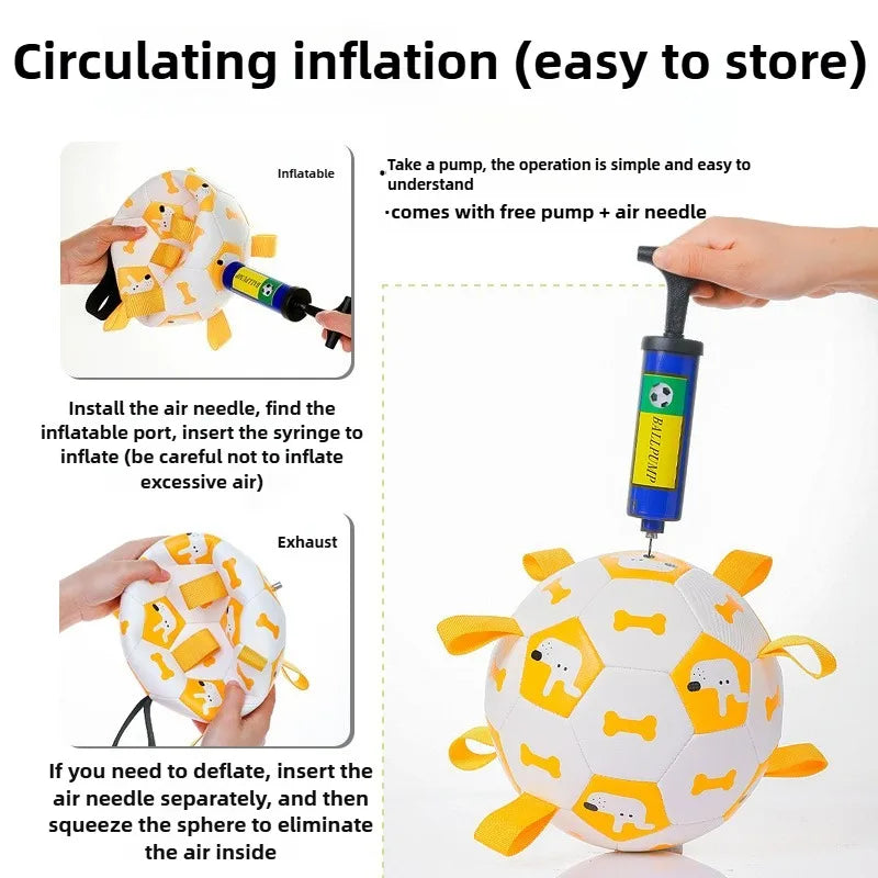 Dog Training Soccer Ball Toy Inflatable Chew-Resistant Squeaky - My Pet Serenity