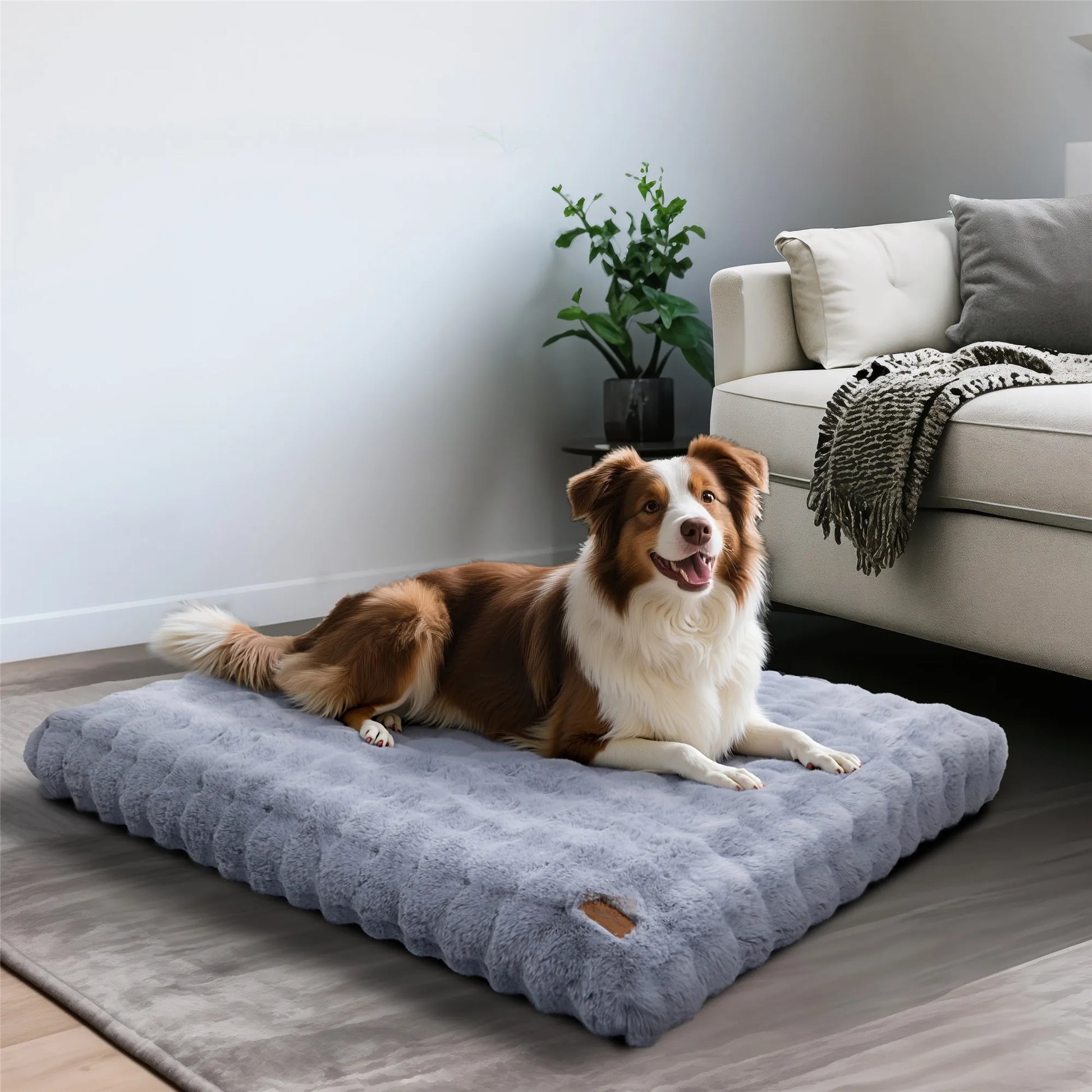 Extra Large Dog Crate Bed, Plush Faux-Fur Calming Crate Pad, Washable - My Pet Serenity