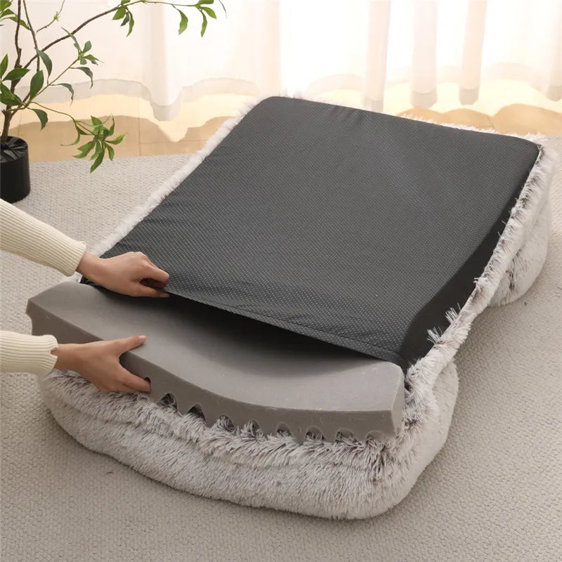 Large Dog Bed Plush Thickened Pad with Removable Cover for Winter - My Pet Serenity