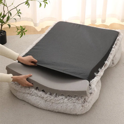 Large Dog Bed Plush Thickened Pad with Removable Cover for Winter - My Pet Serenity