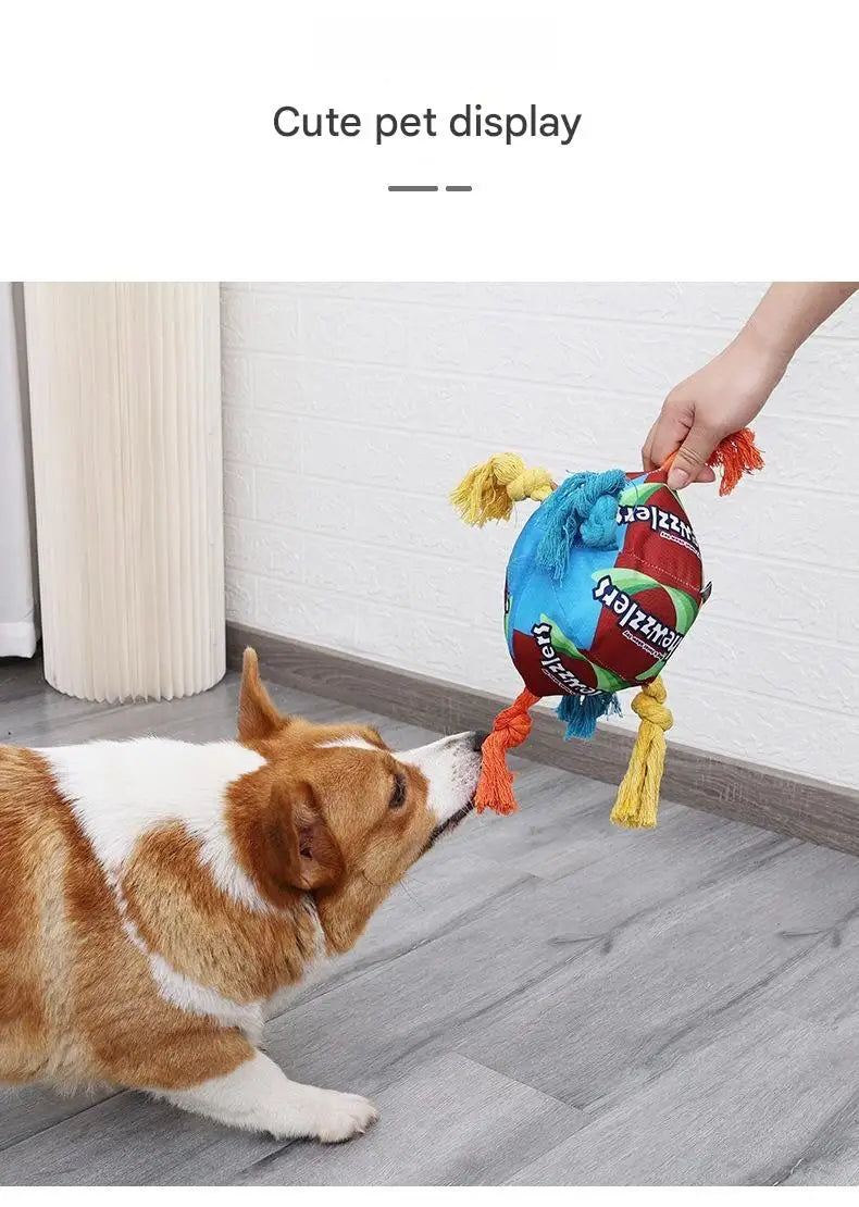Rainbow Twist Candy Dog Chew Toy with Squeaker - Bite-Resistant - My Pet Serenity