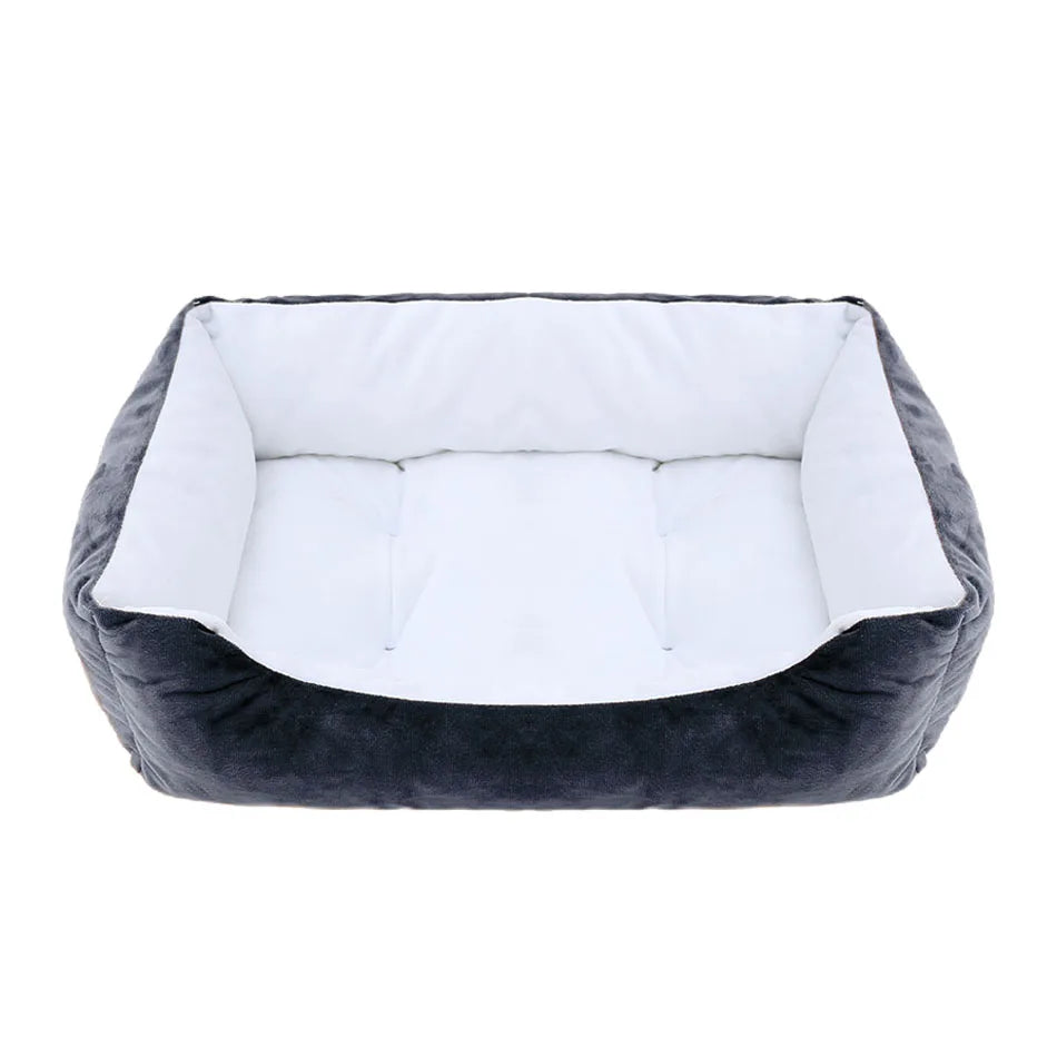 Square Plush Dog Cat Bed - Medium/Small Calming Kennel Sofa Cushion - My Pet Serenity
