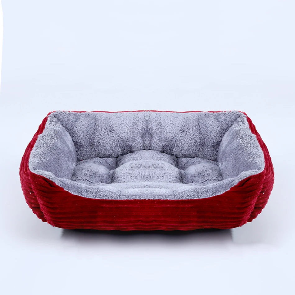 Square Plush Dog Cat Bed - Medium/Small Calming Kennel Sofa Cushion - My Pet Serenity