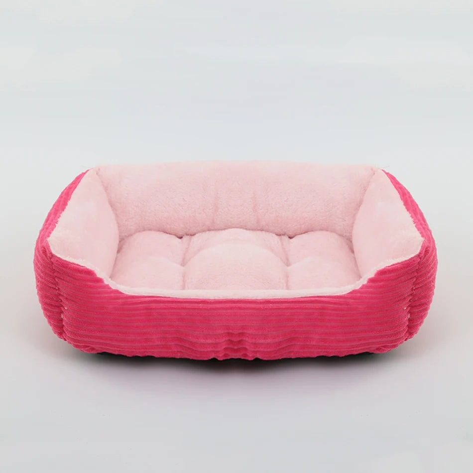 Square Plush Dog Cat Bed - Medium/Small Calming Kennel Sofa Cushion - My Pet Serenity