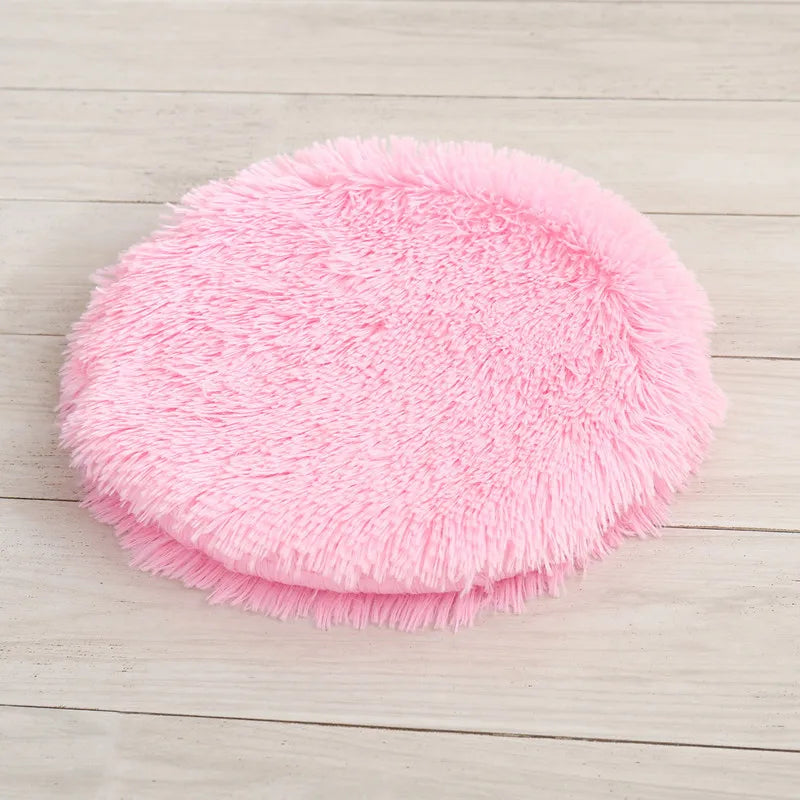 Round Cat & Small Dog Bed - Plush Fleece Sleep Mat, Cozy Nest - My Pet Serenity