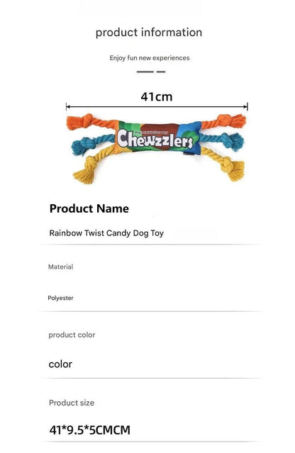Rainbow Twist Candy Dog Chew Toy with Squeaker - Bite-Resistant - My Pet Serenity