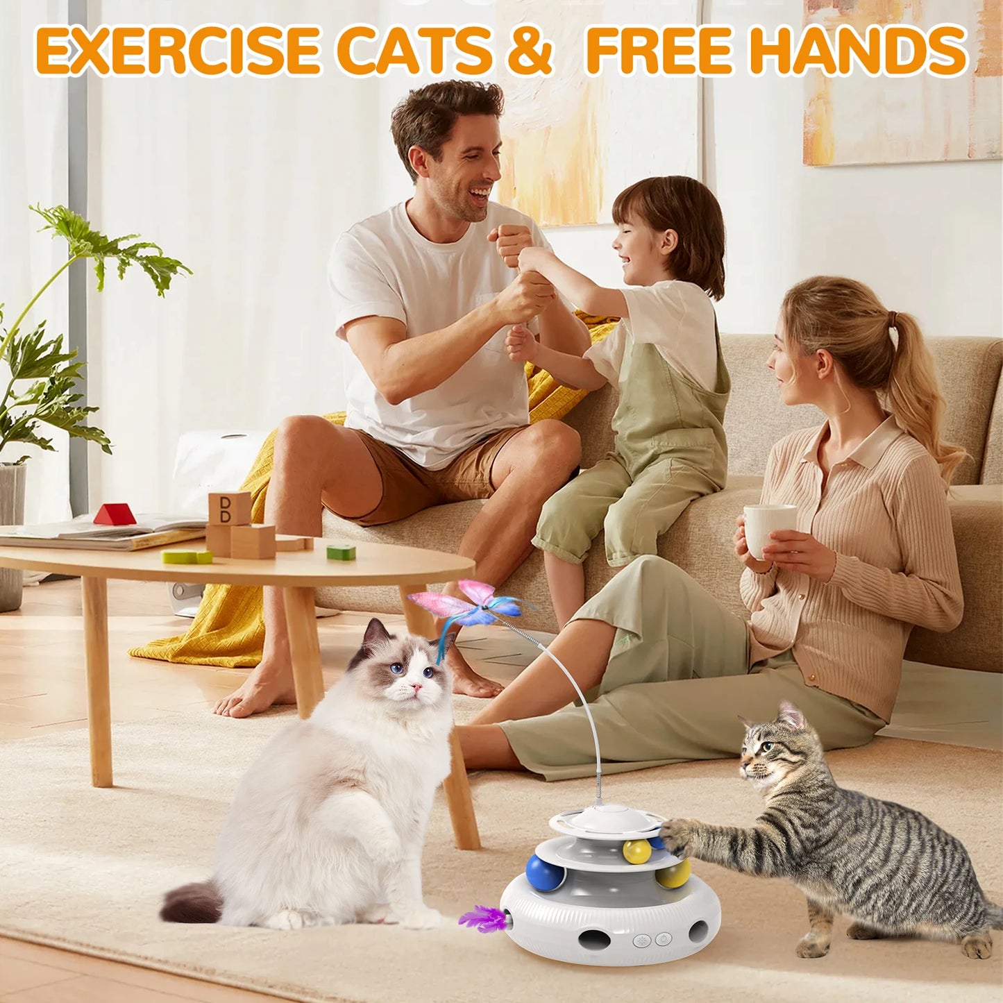Rechargeable USB Cat Laser Toy - Interactive Indoor Puzzle Feather - My Pet Serenity