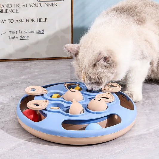 Cat Puzzle Toy Slow Feeder for Indoor Cats, Interactive Turntable - My Pet Serenity