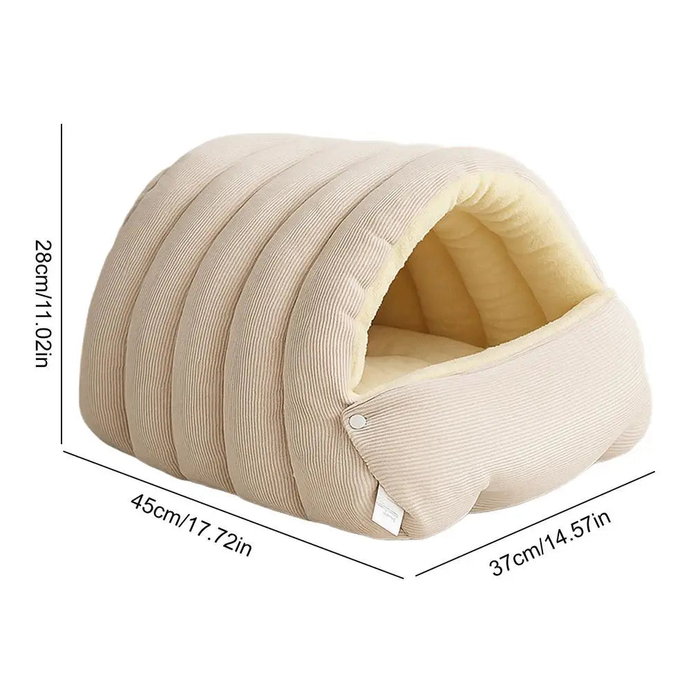 Winter Thickened Cat Bed Indoor Washable Plush Enclosed Warm Pet Bed - My Pet Serenity