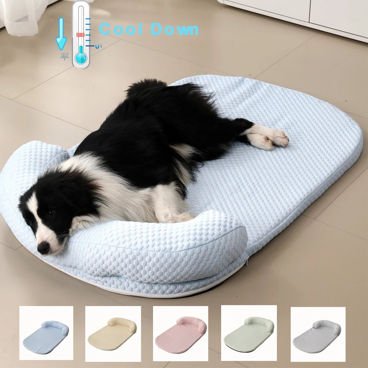 Breathable Cooling Dog Bed for Spring/Summer with Pillow - Ice Silk - My Pet Serenity