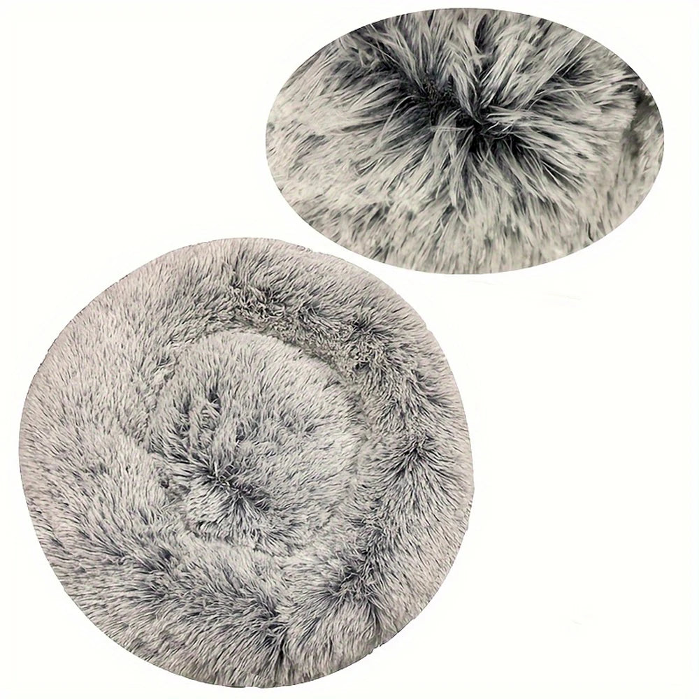 Round Dog and Cat Bed Winter Plush Washable Pet Bed for All Sizes - My Pet Serenity